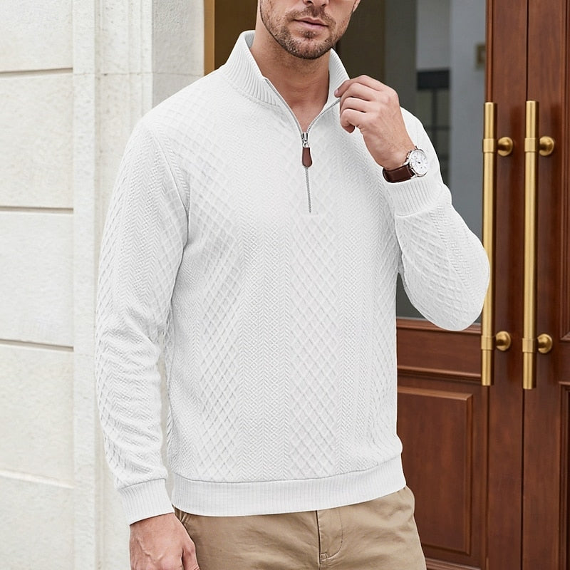 Strukturerad med kvartsdragkedja pullover