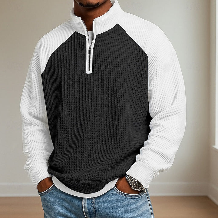 Strukturerad med kvartsdragkedja pullover
