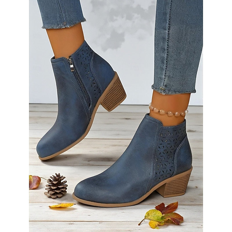 Cutout låg-klack ankelboots
