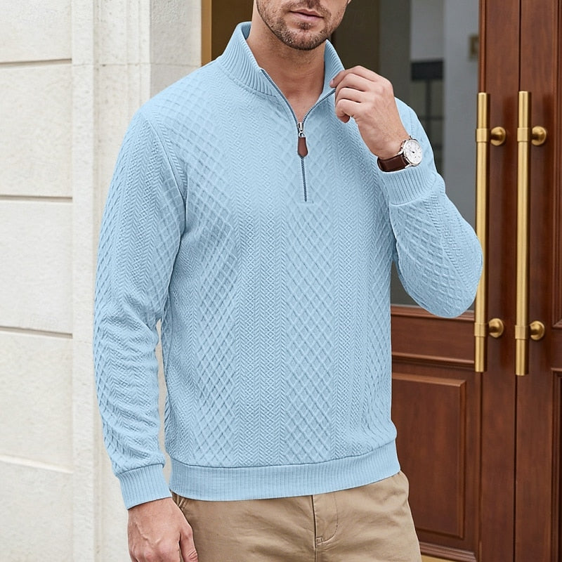 Strukturerad med kvartsdragkedja pullover