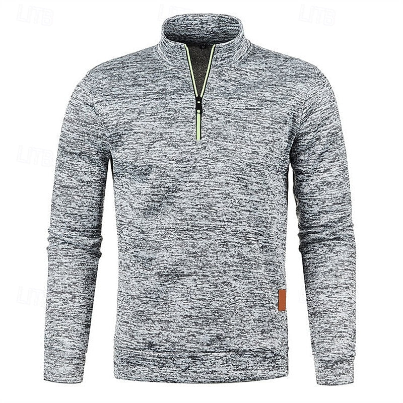 Med kvartsdragkedja strukturerad pullover tröja