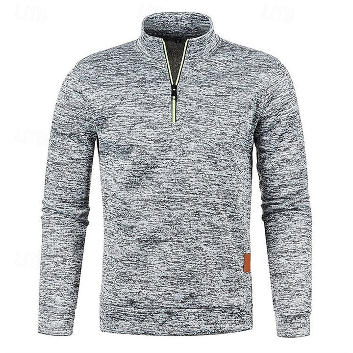 Med kvartsdragkedja strukturerad pullover tröja