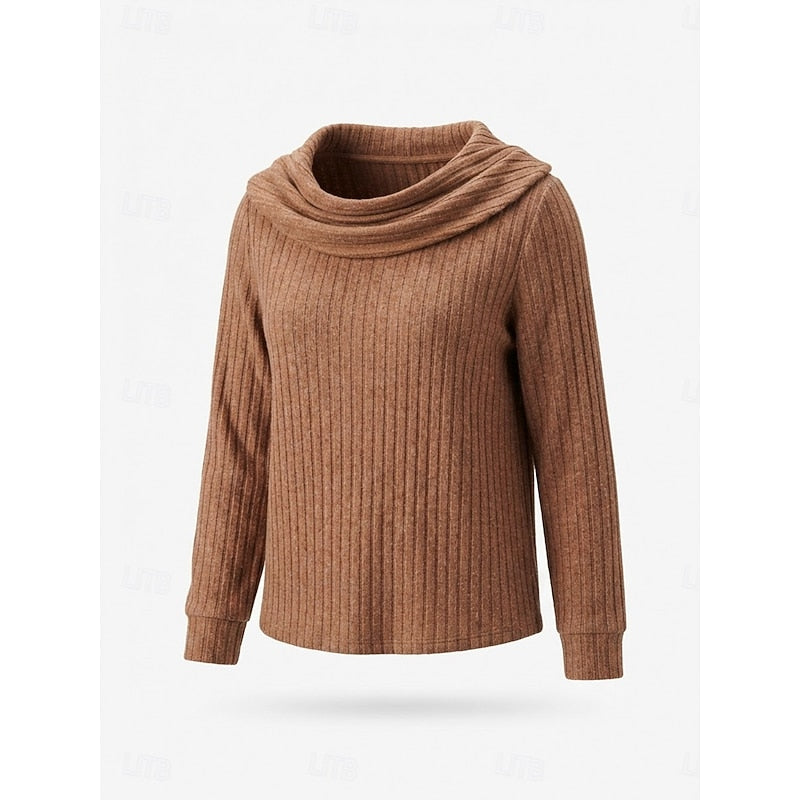 Cowl-hals ribbstickad topp