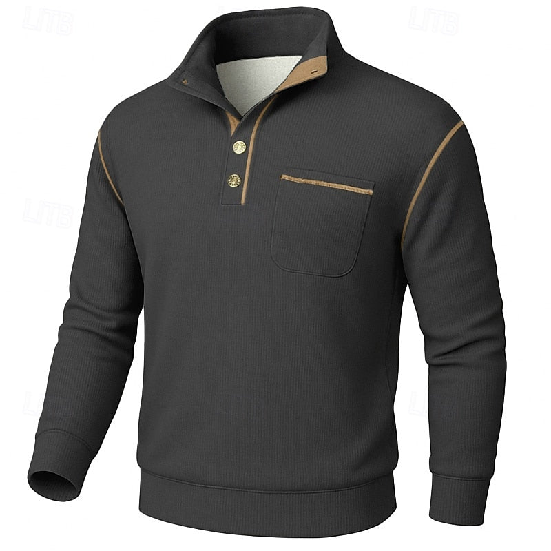 Strukturerad half-knapp pullover