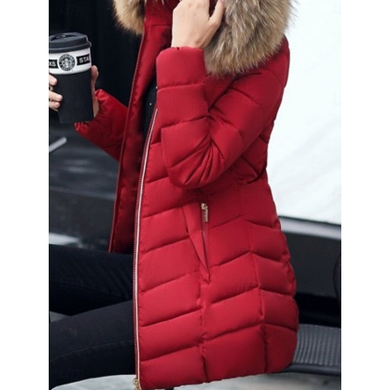 Med huva quiltad vinter parkas