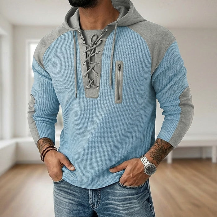 Med snörning med huva pullover hoodie